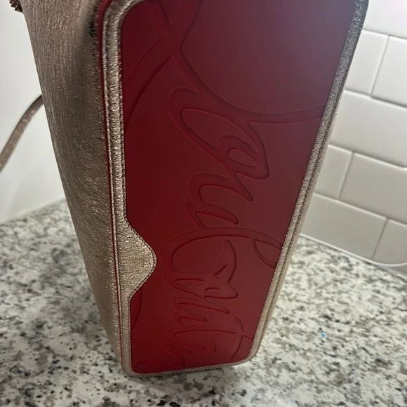 Christian Louboutin Shimmering Silver Tote with Red Lining - Picture 9 of 9